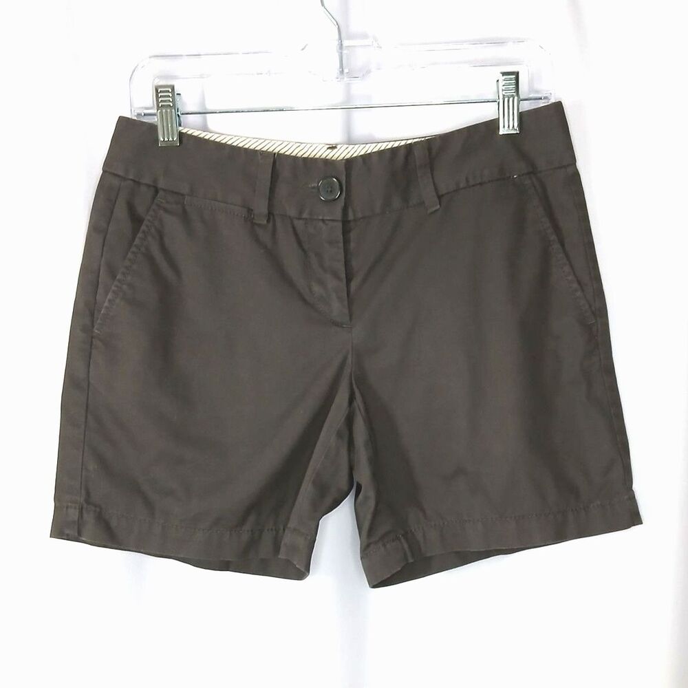 Ann Taylor Loft Chino 6" Walking Shorts Gray Pockets Low Rise Womens sz: 0